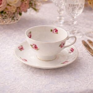 Royal Collection English Bone China Rose Floral Teacup & Saucer – NEW IN BOX